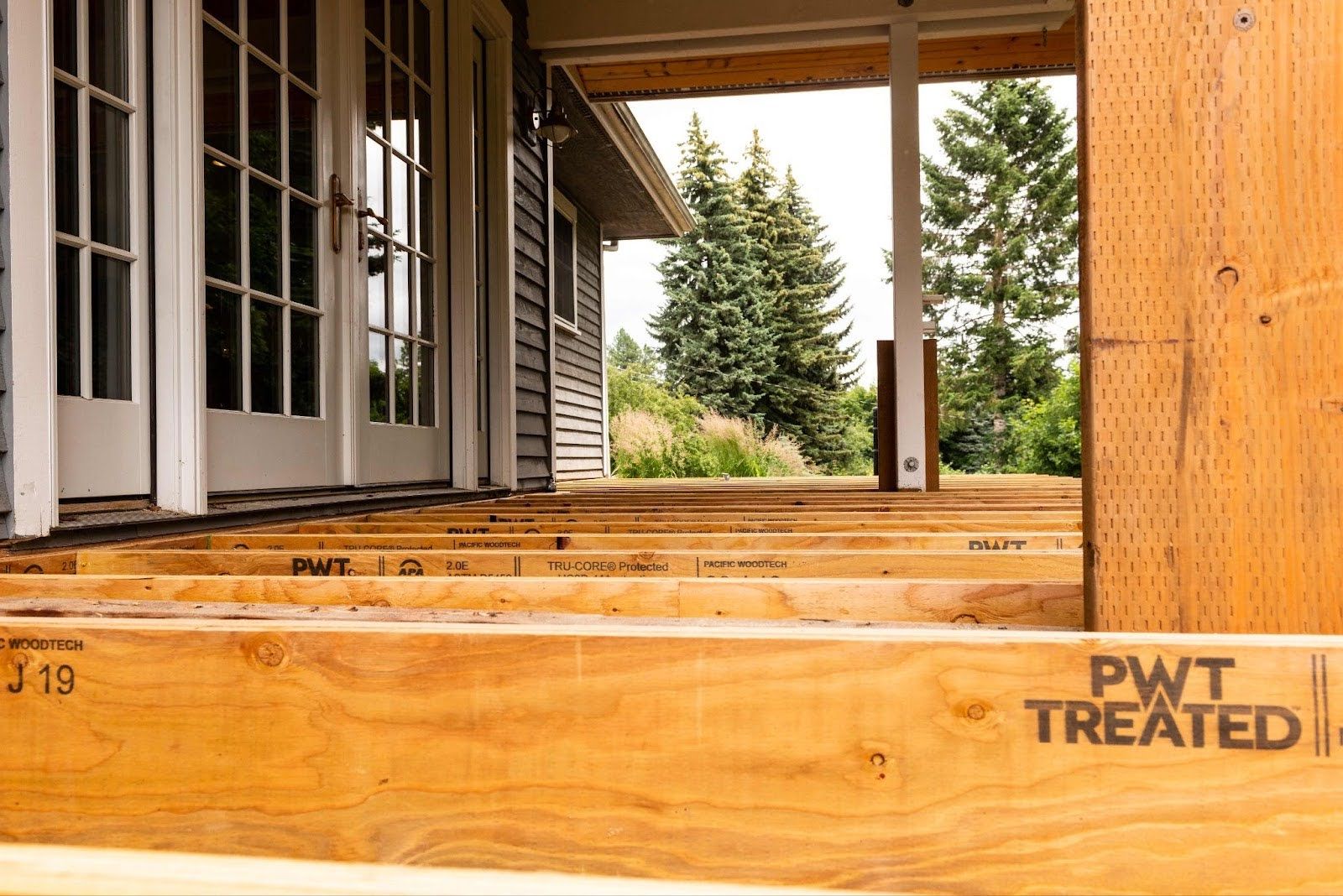 A home's porch under construction.